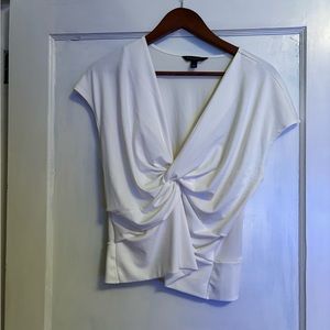 Banana Republic Crepe Twist Top Blouse Size L White